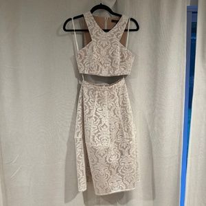 BCBG Maxazria white Lace two piece midi dress